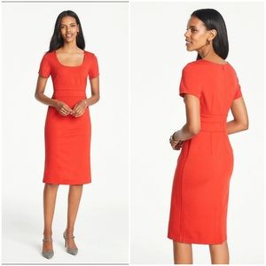 Ann Taylor Cherry Orange Short Sleeve Suit Dress